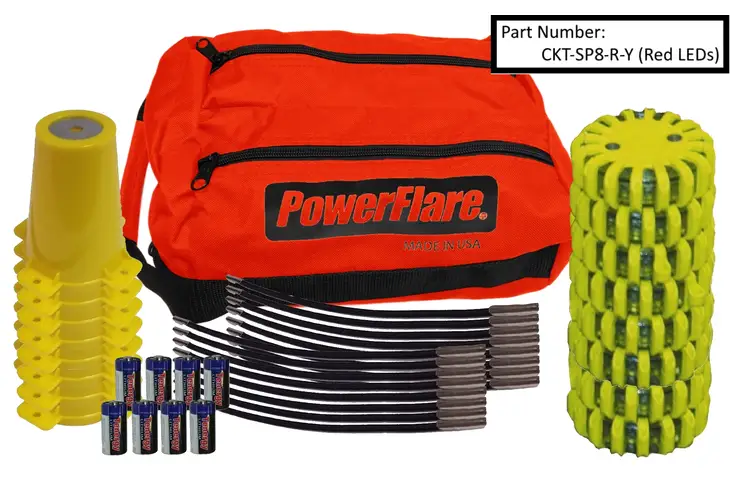 Powerflare 8-Position Cone Adapter Kit with 8-Pack Soft Pack of Magnetic PowerFlare Lights